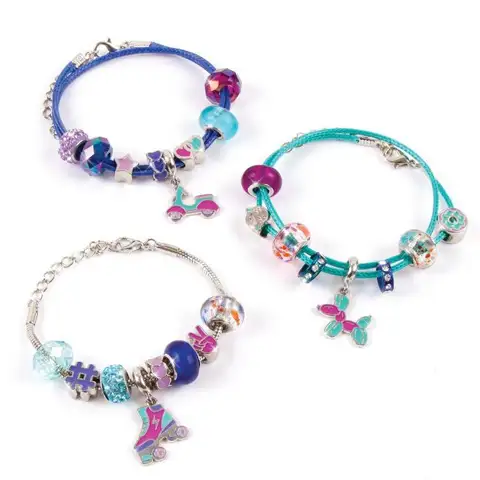 imagen de ¡Hazlo real! Set de creación de pulseras con medallas de cristal en azul claro 4
