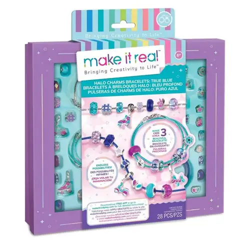 imagen de ¡Hazlo real! Set de creación de pulseras con medallas de cristal en azul claro 1