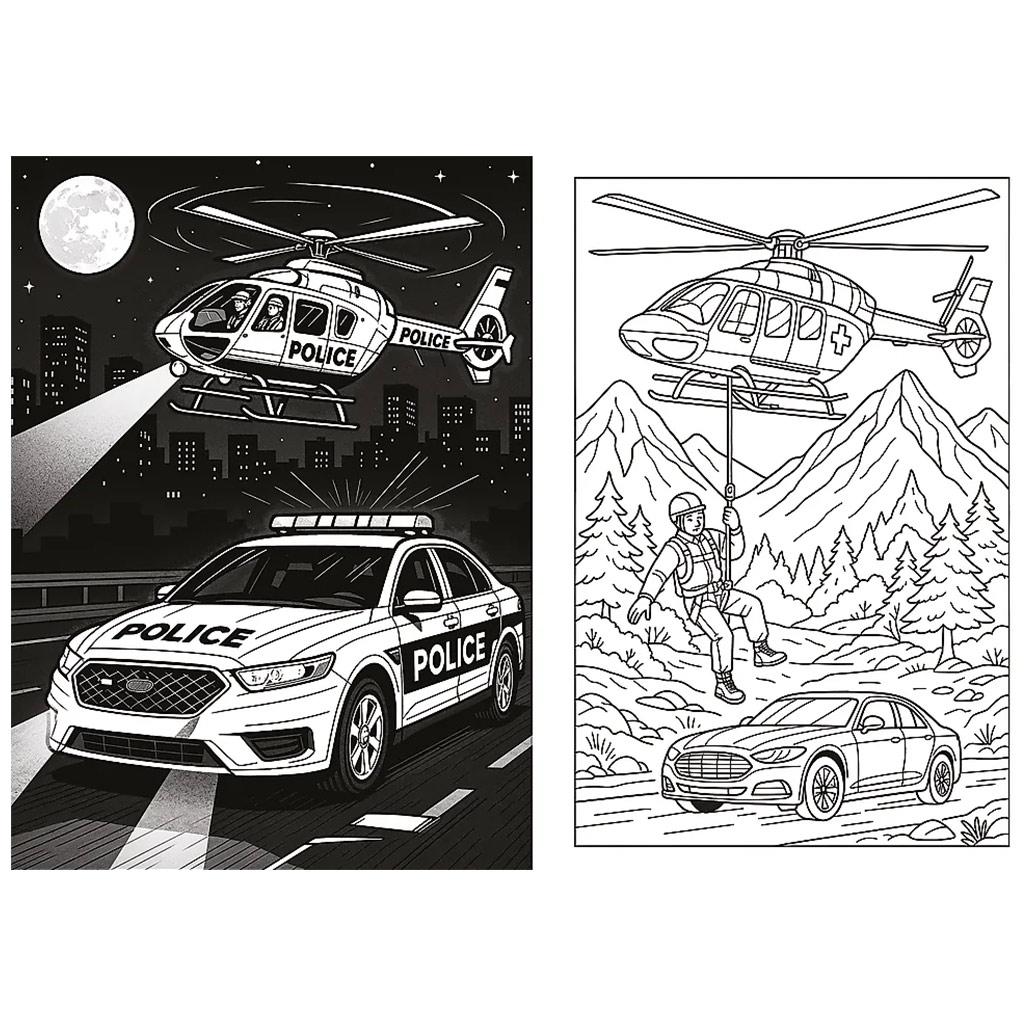 imagen de Héroes en la ciudad libro para colorear de vehículos de emergencia - Trefl 2