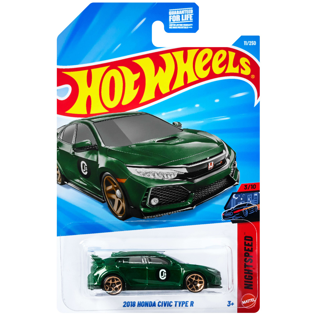 imagen de Hot Wheels: 2018 Honda Civic Type R coche pequeño verde 1/64 – Mattel 1