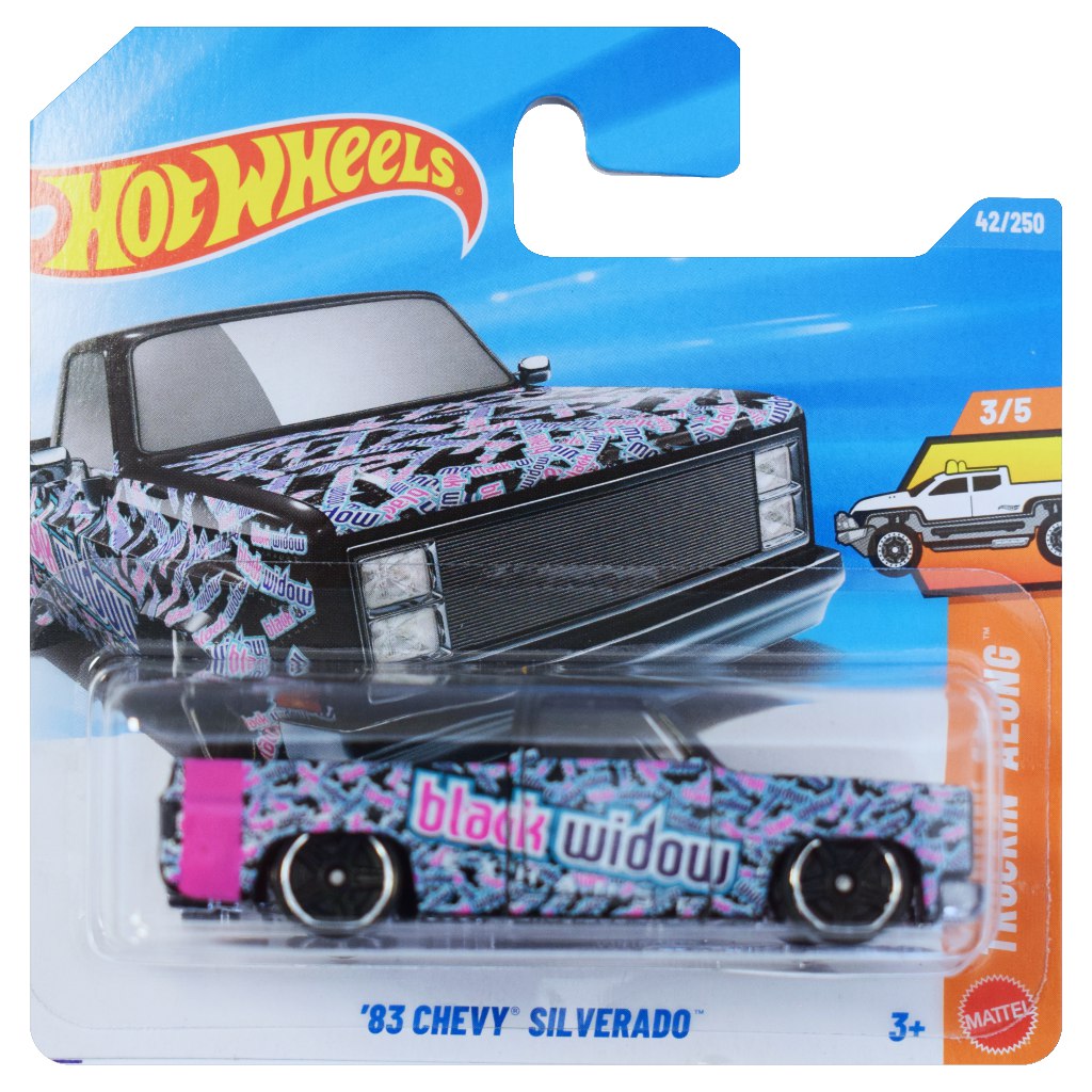 imagen de Hot Wheels: '83 Chevy Silverado viuda negra coche pequeño 1/64 - Mattel 1