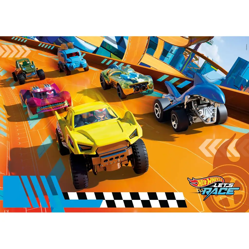 imagen de Hot Wheels ¡A la carrera! puzzle maxi supercolor de 104 piezas - Clementoni 2