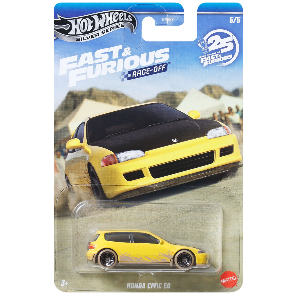 imagen de Hot Wheels: Coche pequeño Honda Civic EG amarillo de Rápidos y Furiosos 1/64 - Mattel 1
