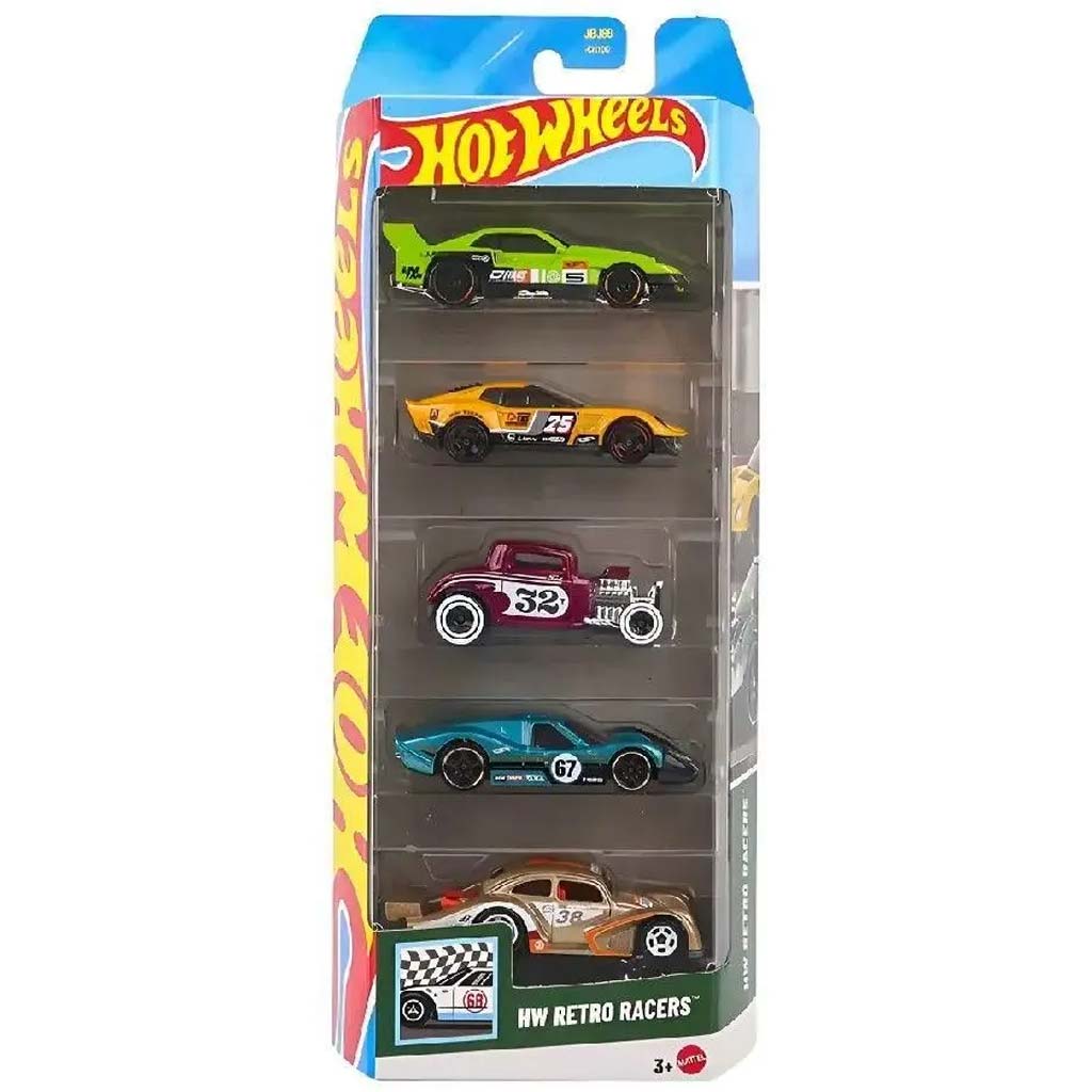 imagen de Hot Wheels: Conjunto de 5 coches pequeños Retro Racers 1/64 - Mattel 1