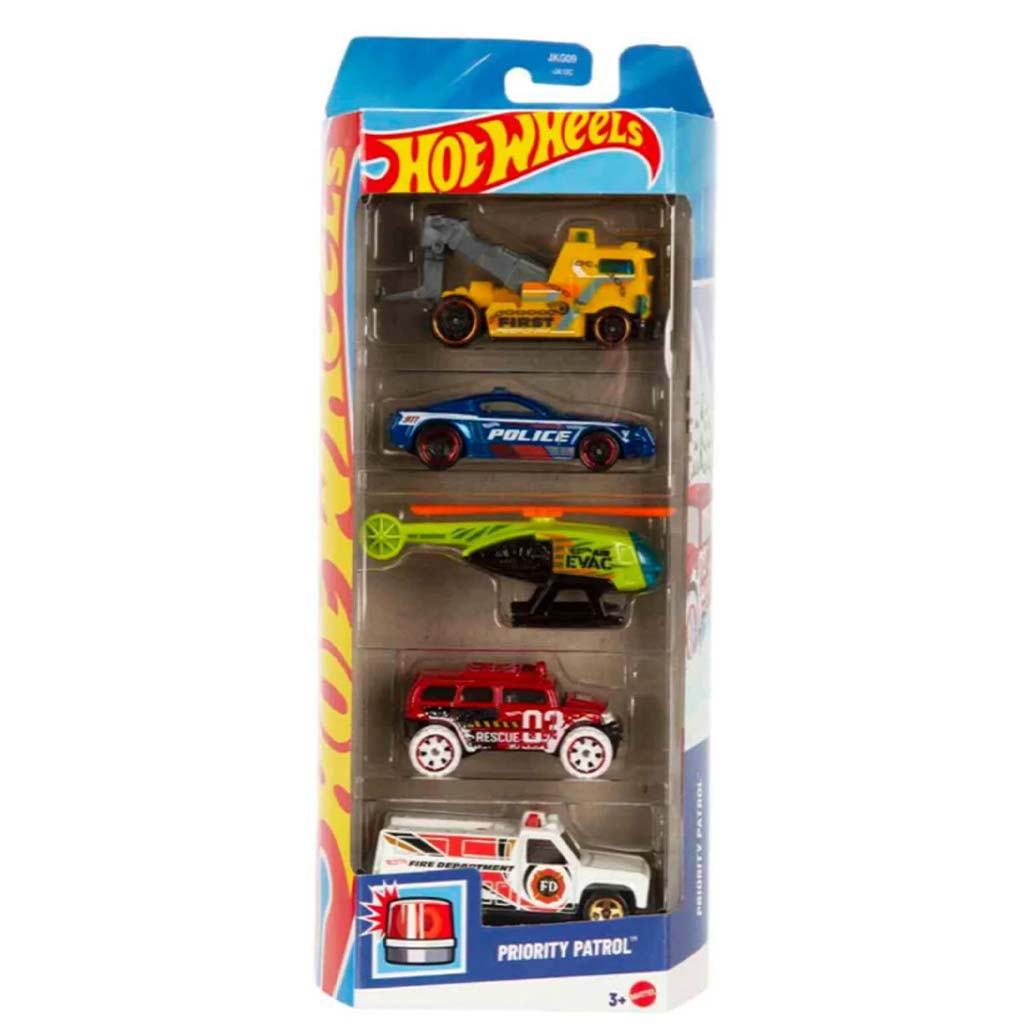 imagen de Hot Wheels: Conjunto de vehículos Priority Patrol de 5 piezas - Mattel 1