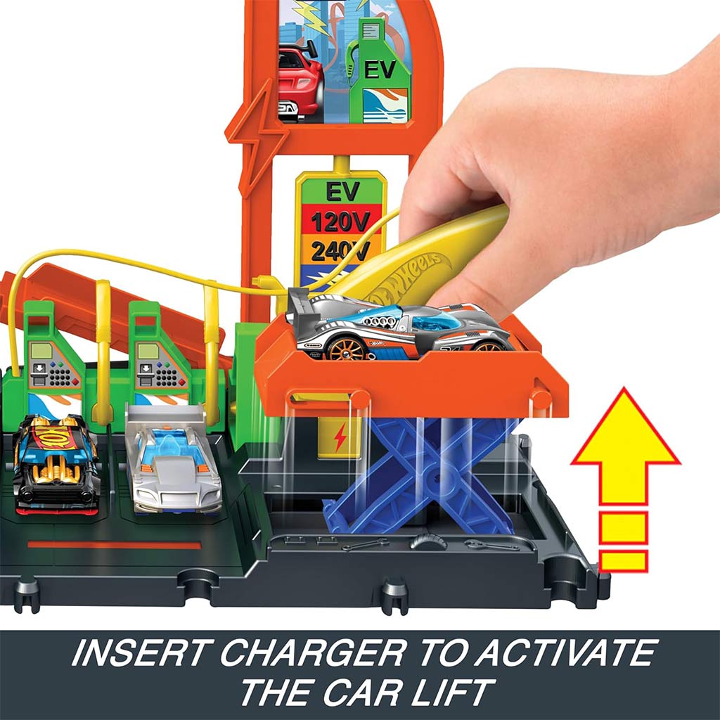 imagen de Hot Wheels: Estación de servicio de la ciudad set de pista con 1 cochecito - Mattel 3