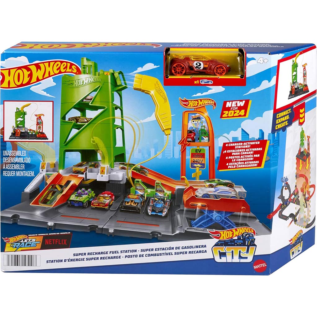 imagen de Hot Wheels: Estación de servicio de la ciudad set de pista con 1 cochecito - Mattel 1