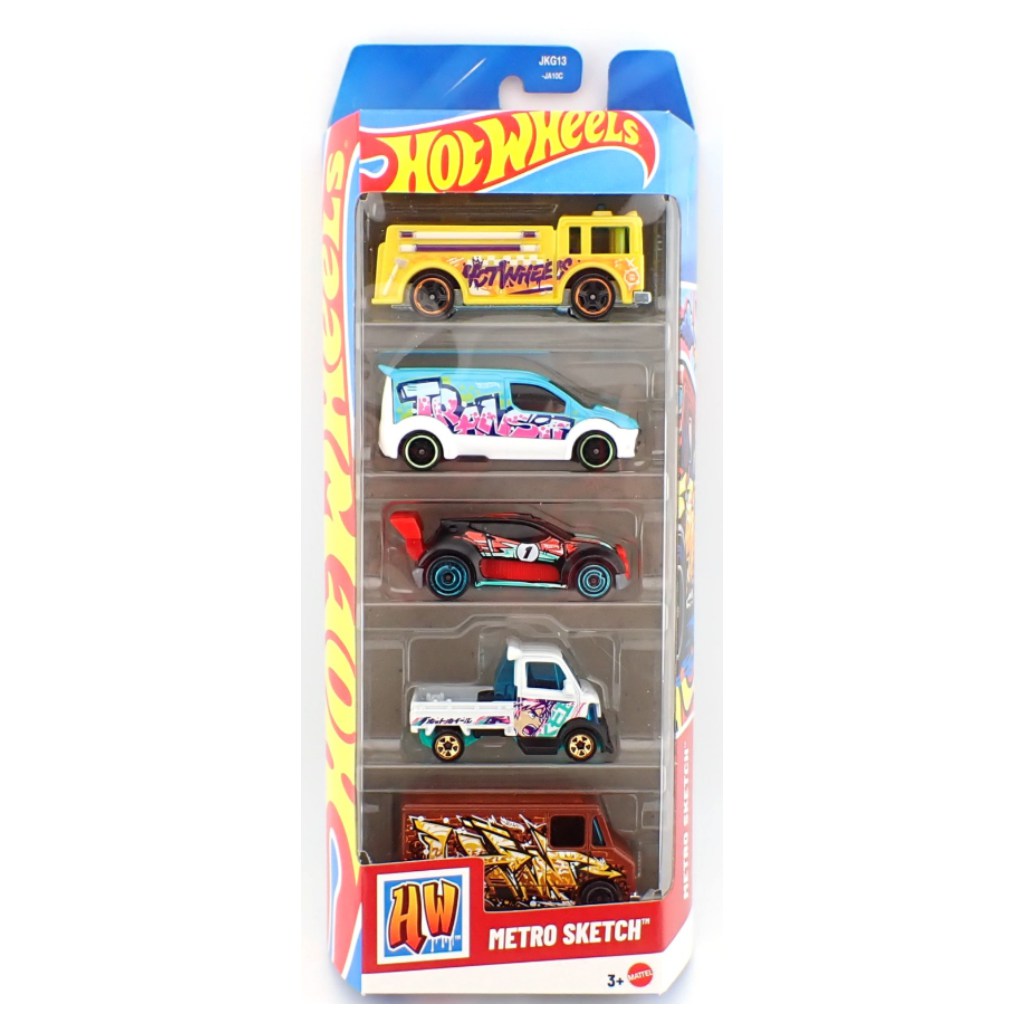 imagen de Hot Wheels Metro Sketch set de 5 coches en miniatura 1/64 – Mattel 1