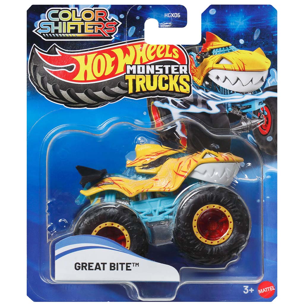 imagen de Hot Wheels Monster Truck: Great Bite cochecito de cambio de color 1/64 - Mattel 1