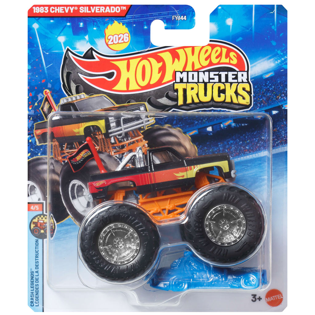 imagen de Hot Wheels Monster Trucks: 1983 Chevy Silverado monstruo coche de juguete 1/64 - Mattel 1