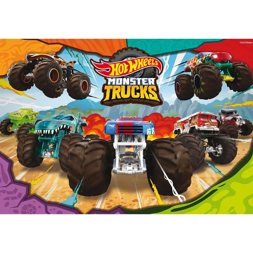 imagen de Hot Wheels Monster trucks 2 x 60 piezas maxi puzzle de suelo 50x35cm - Lisciani 3