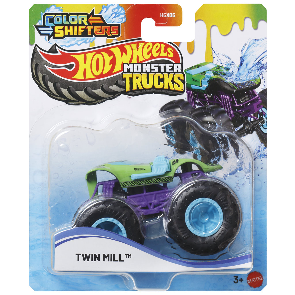 imagen de Hot Wheels Monster Trucks: Auto de cambio de color Twin Mill 1/64 - Mattel 1
