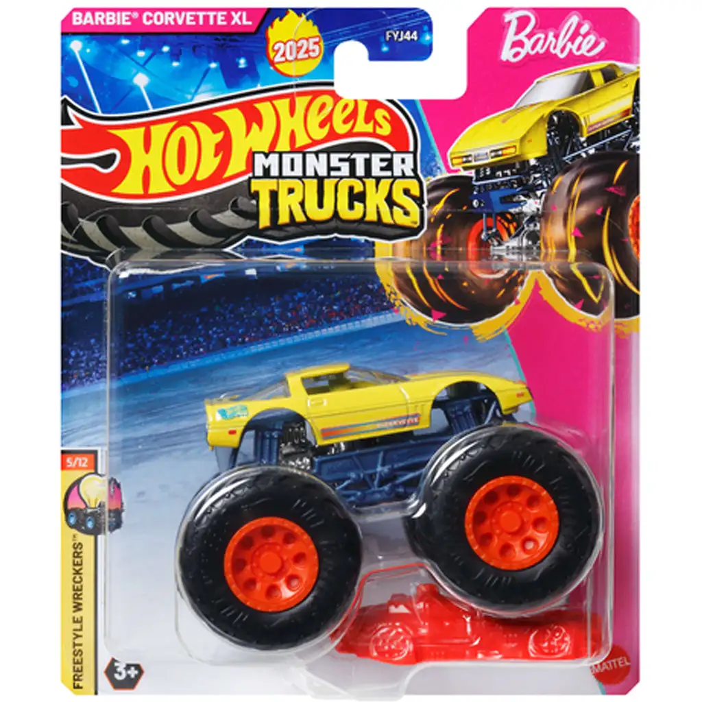 imagen de Hot Wheels Monster Trucks: Barbie Corvette XL coche en miniatura 1/64 - Mattel 1