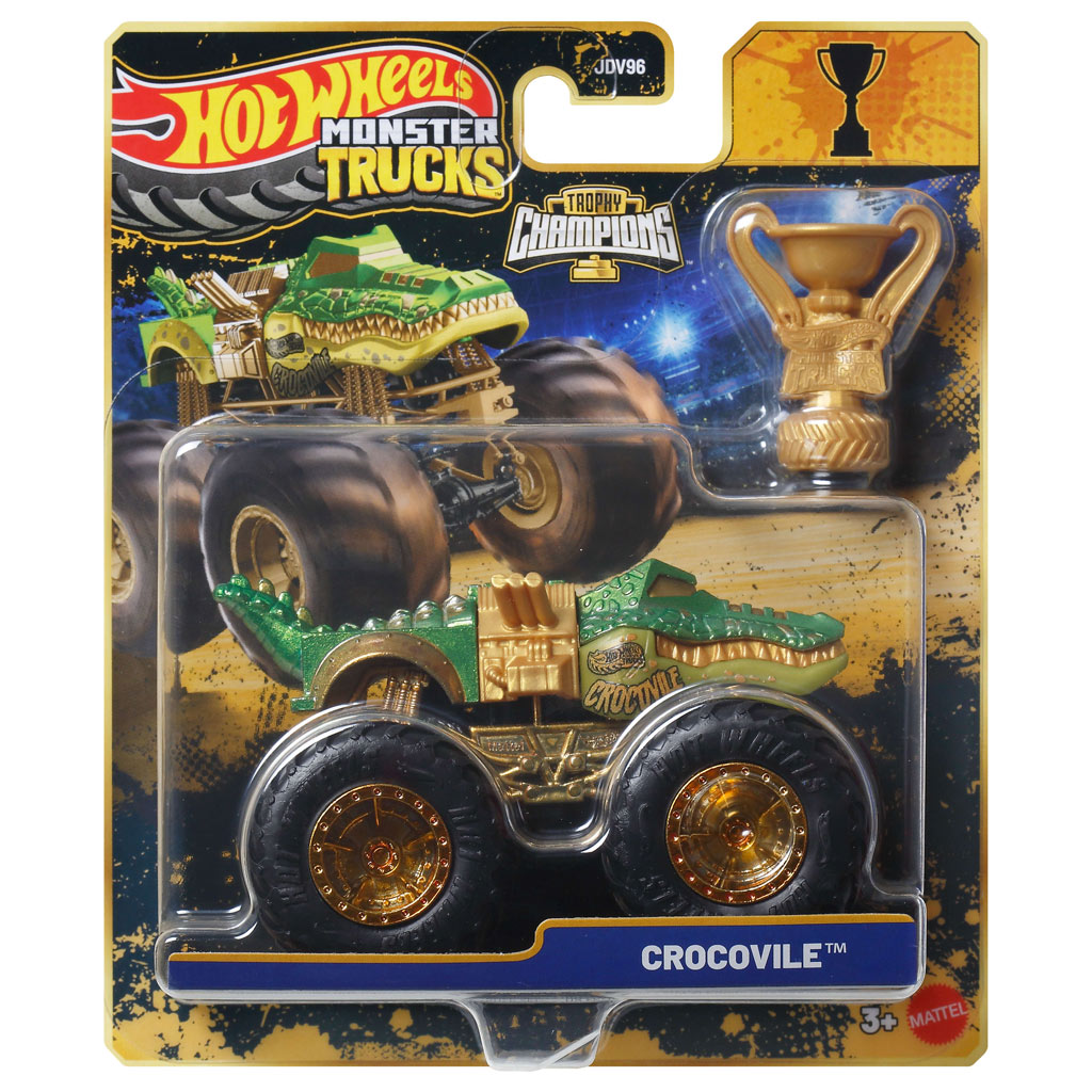 imagen de Hot Wheels Monster Trucks: Crocovile campeón monster coche con trofeo 1/64 - Mattel 1