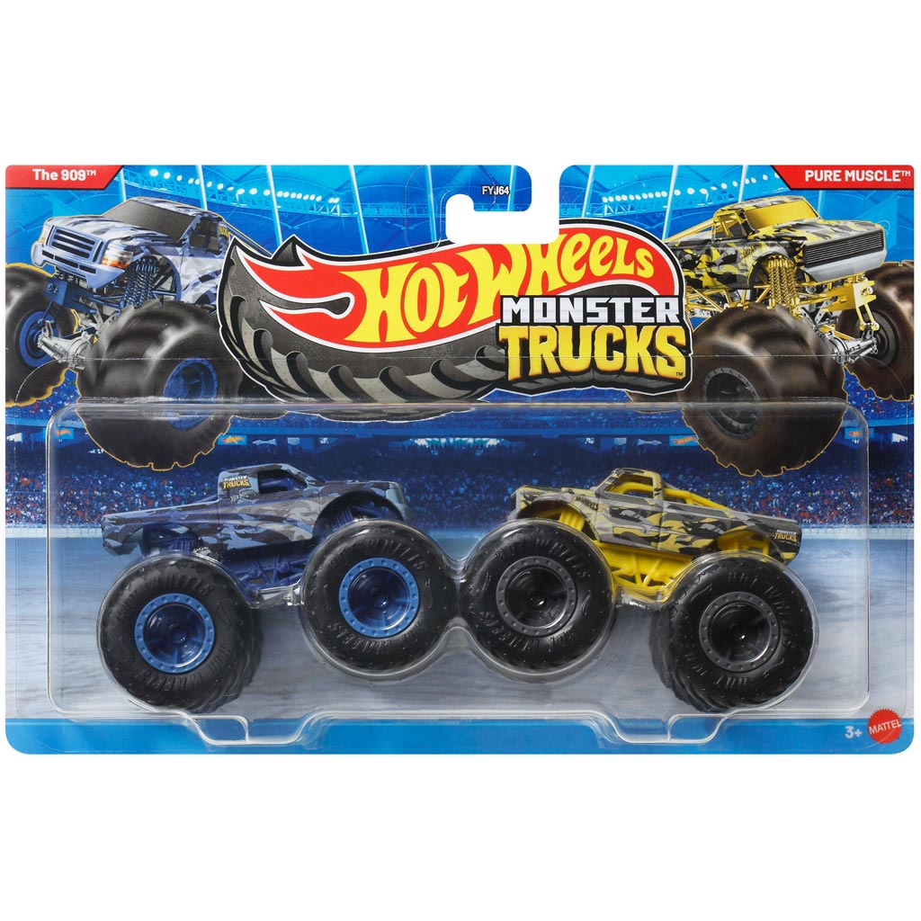 imagen de Hot Wheels Monster Trucks: El paquete de 2 coches 909 vs Pure Muscle 1/64 - Mattel 1