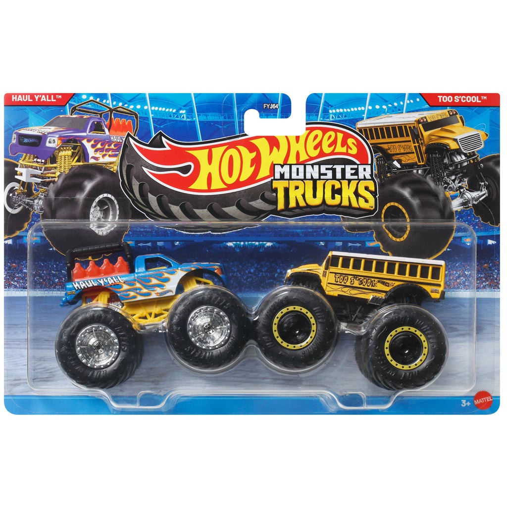 imagen de Hot Wheels Monster Trucks: Haul Y'All vs Too S'Cool paquete de 2 coches 1/64 - Mattel 1
