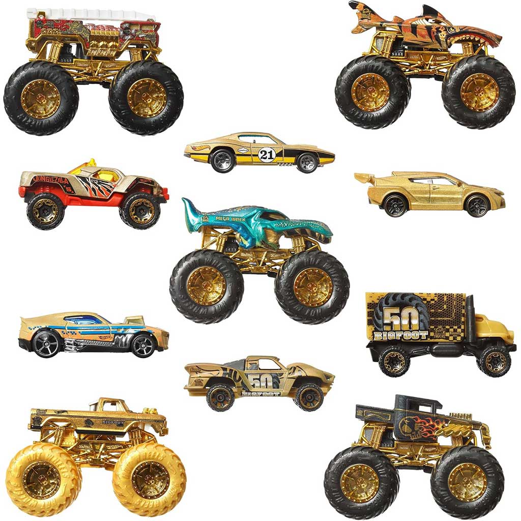 imagen de Hot Wheels Monster Trucks: Paquete múltiple de cochecitos campeones 11 pcs - Mattel 3