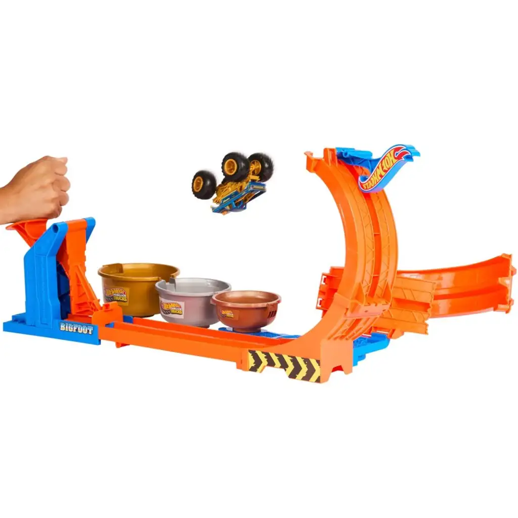 imagen de Hot Wheels Monster Trucks: pista de bucle Bigfoot del 50 aniversario - Mattel 3