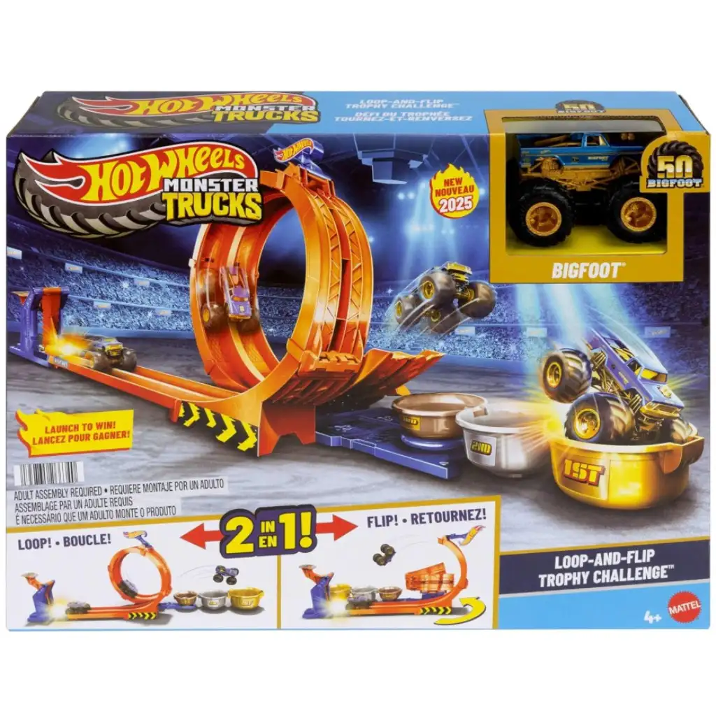 imagen de Hot Wheels Monster Trucks: pista de bucle Bigfoot del 50 aniversario - Mattel 1