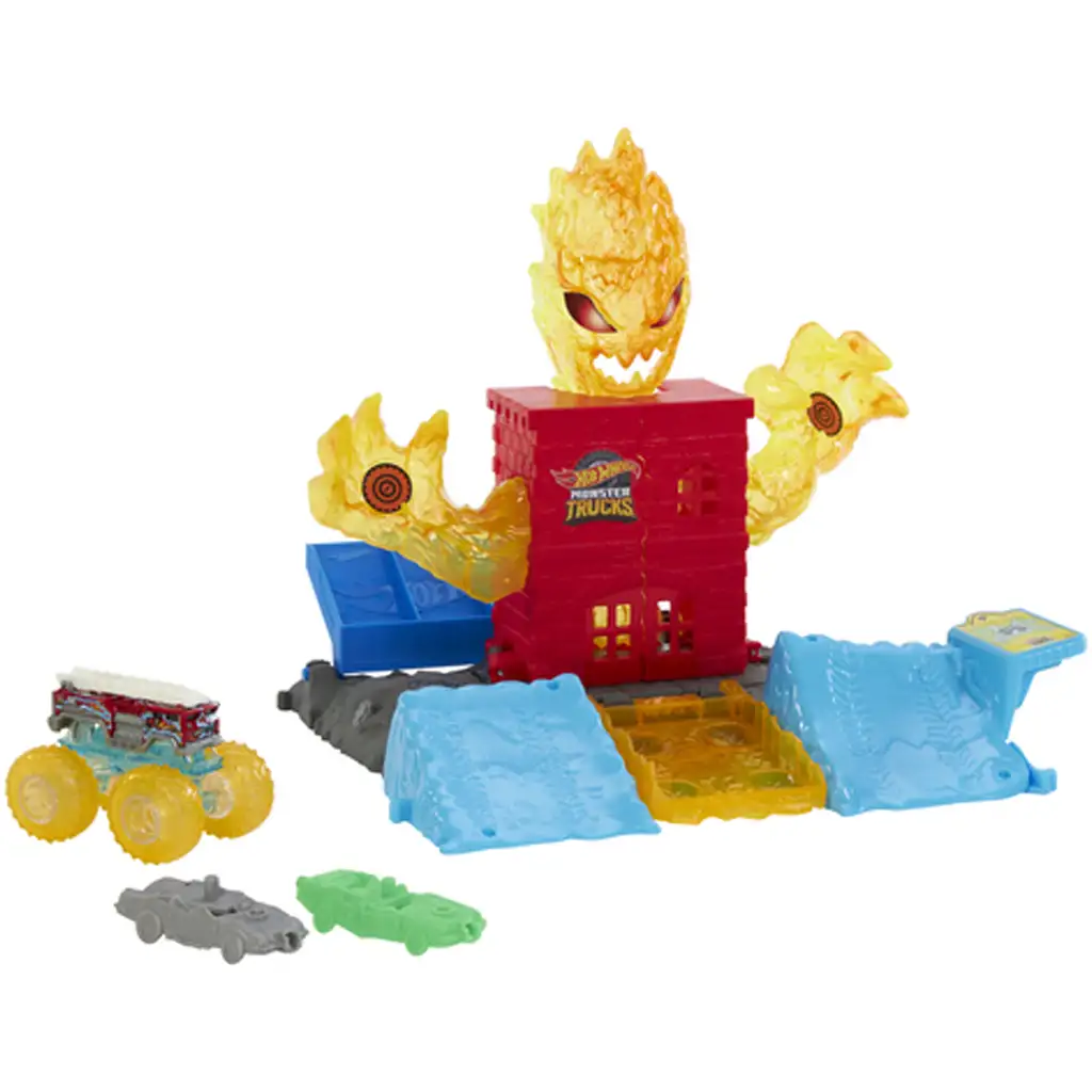 imagen de Hot Wheels: Monster Trucks Power Smashers set de pista de monstruos de fuego - Mattel 2