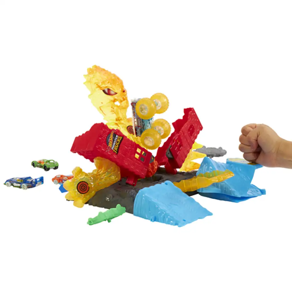 imagen de Hot Wheels: Monster Trucks Power Smashers set de pista de monstruos de fuego - Mattel 4
