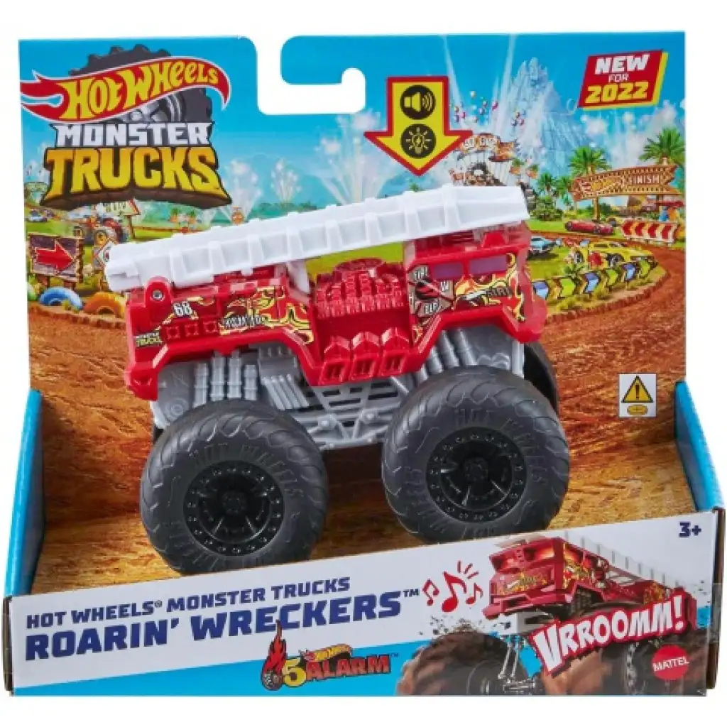 imagen de Hot Wheels Monster Trucks: Roarin' Wreckers cochecito con efectos de luz y sonido 1/43 - Mattel 1