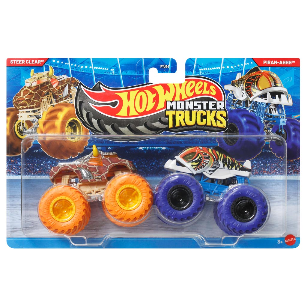imagen de Hot Wheels Monster Trucks: Steer Clear vs Piran-Ahhh paquete de 2 coches 1/64 - Mattel 1