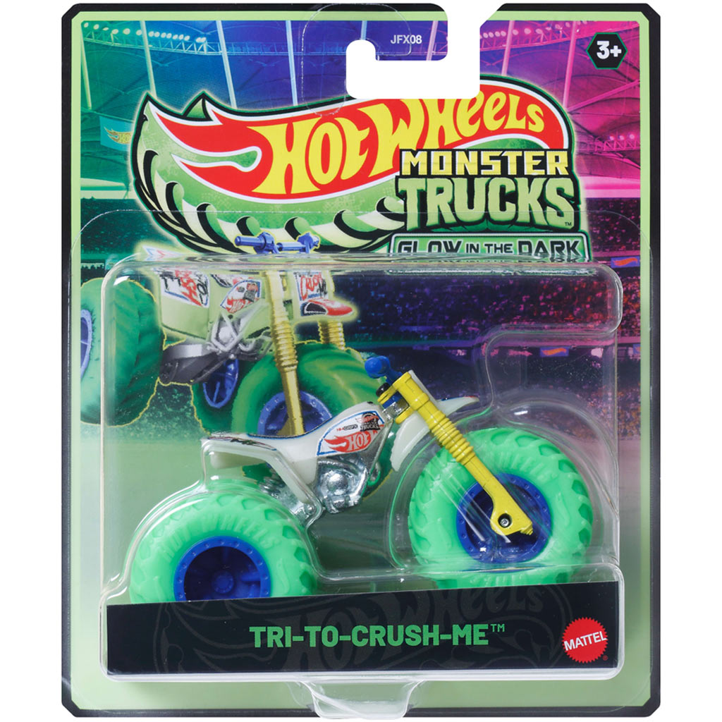 imagen de Hot Wheels Monster Trucks: Try-To-Crush-Me cochecito que brilla en la oscuridad 1/64 - Mattel 1