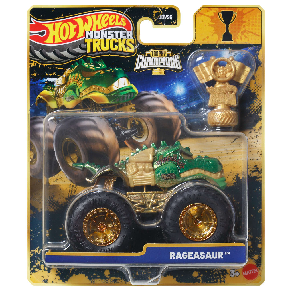 imagen de Hot Wheels Monster Trucks:Rageasaur campeón monster coche con trofeo 1/64 - Mattel 1