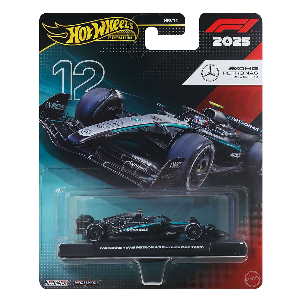 imagen de Hot Wheels Premium: Kimi Antonelli Mercedes #12 Fórmula 1 coche de juguete 1/64 - Mattel 1