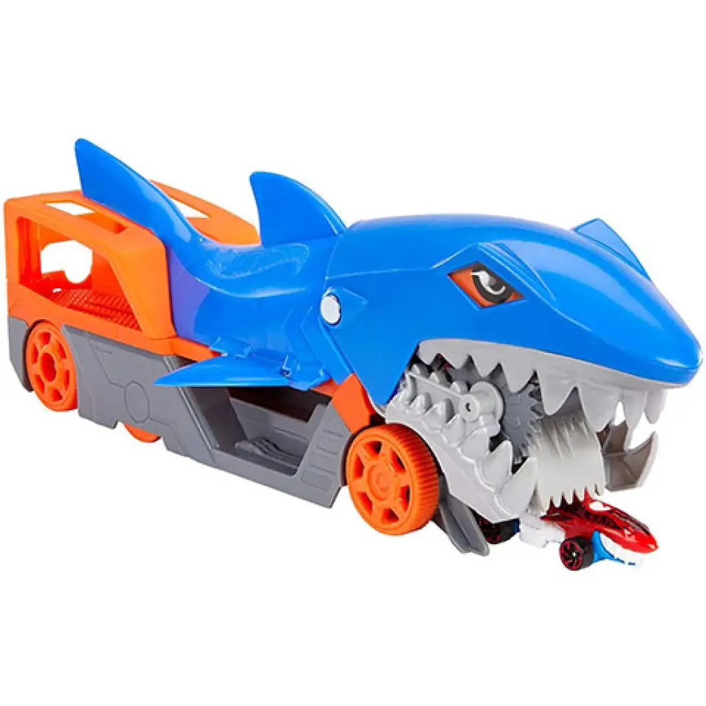 imagen de Hot Wheels: Set de juego de tiburón tragón con cochecito - Mattel 3