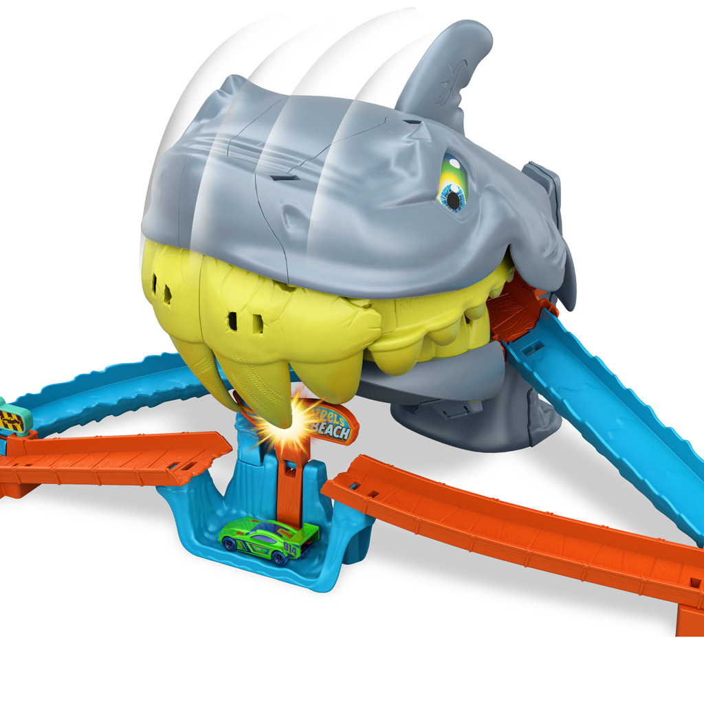 imagen de Hot Wheels: Set de pista de ataque de tiburones con cochecito - Mattel 3