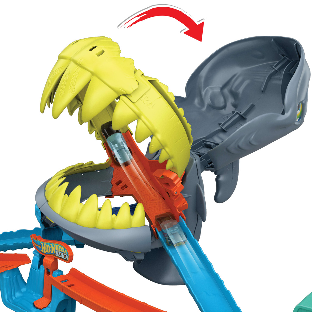 imagen de Hot Wheels: Set de pista de ataque de tiburones con cochecito - Mattel 4