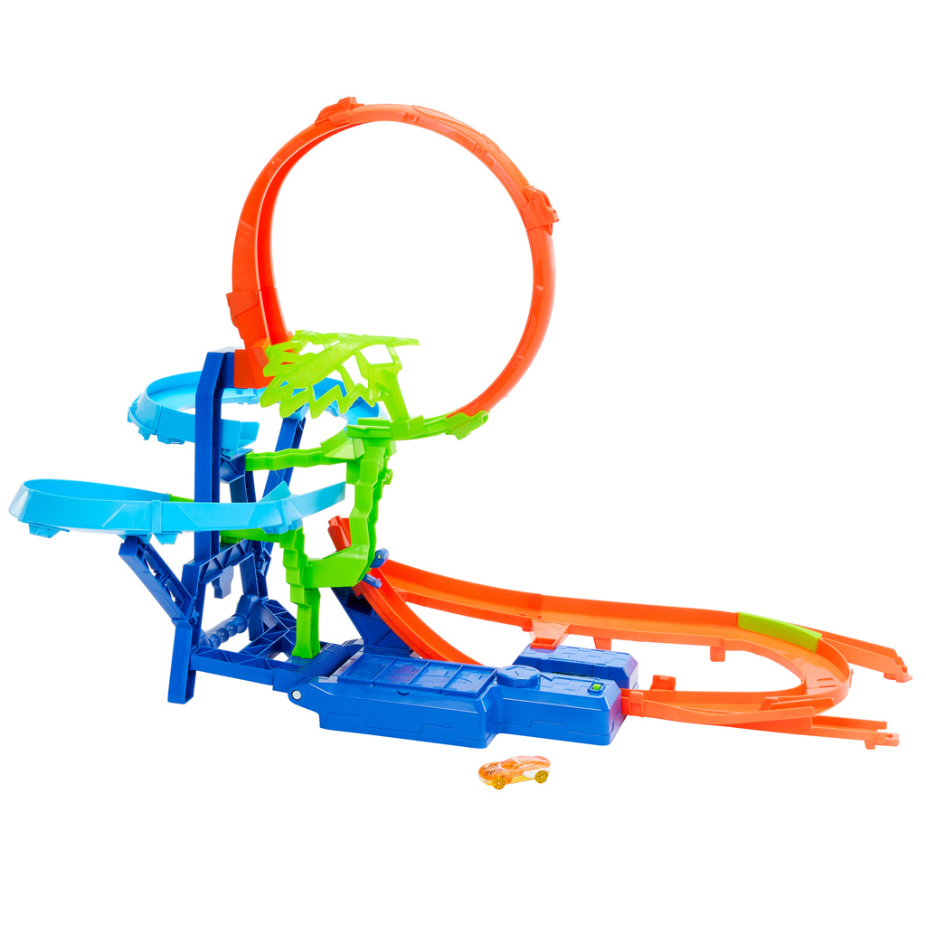 imagen de Hot Wheels Stunt Tracks: Colisión en el aire set de pista con cochecito – Mattel 2