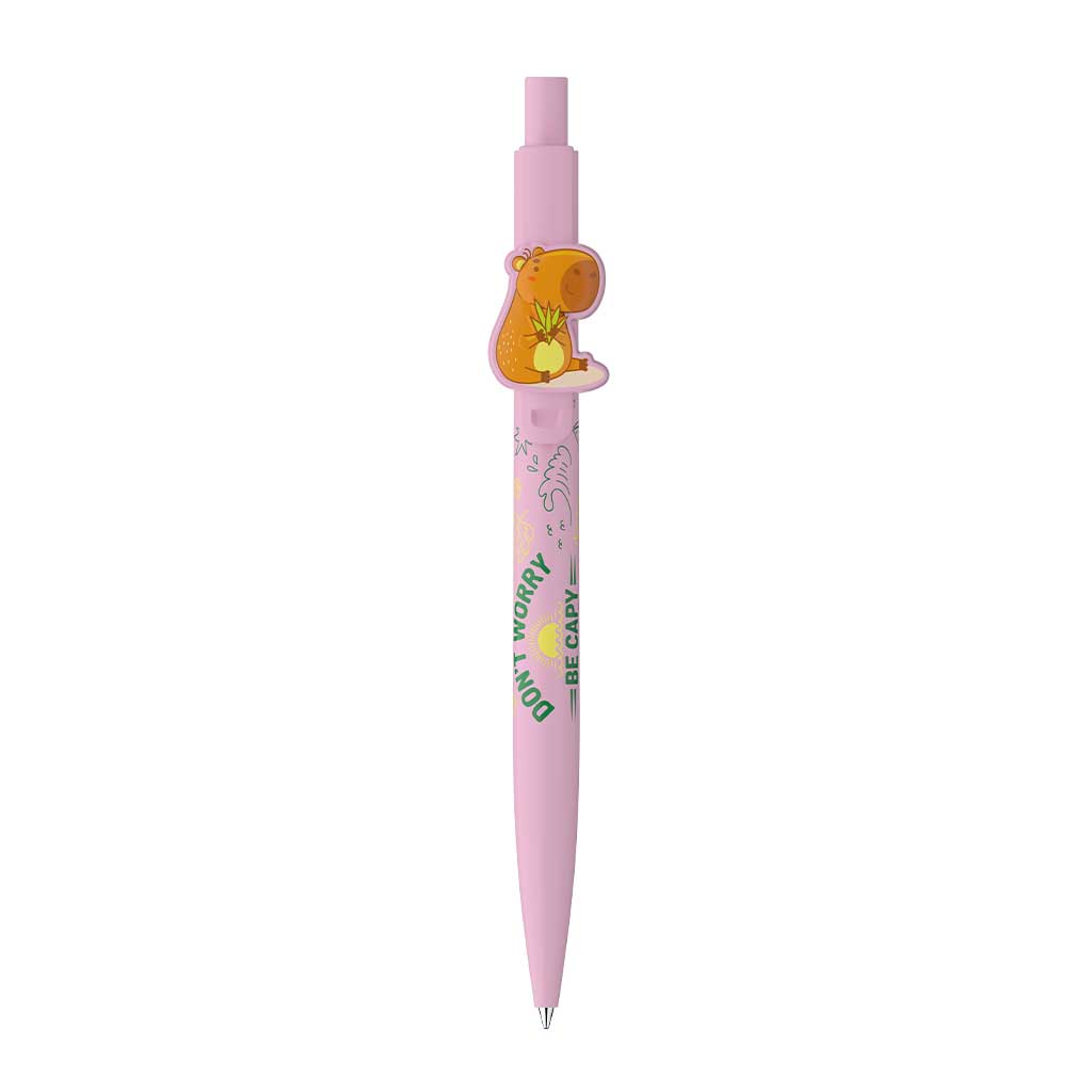 imagen de ICO: Bolígrafo de color rosa pastel con estampado de capibara 1