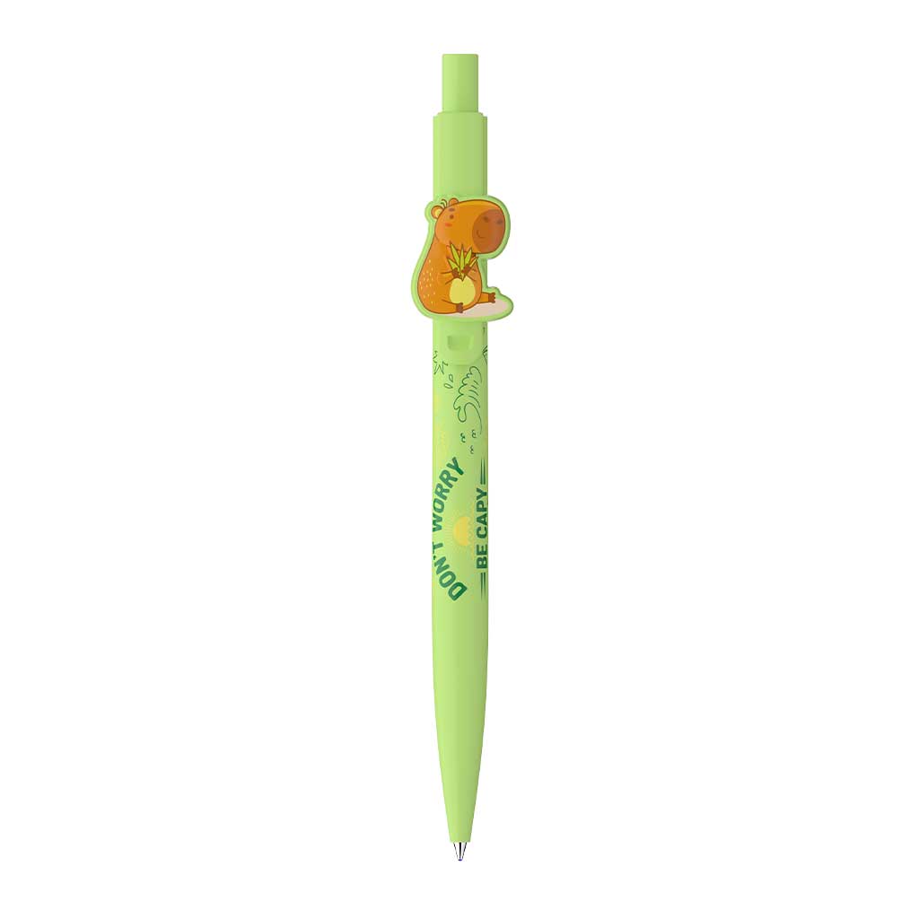 imagen de ICO: Bolígrafo verde claro con estampado de capibara 1