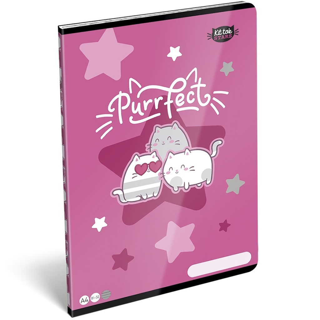 imagen de ICO: Cuaderno de rayas con estampado de gato Lizzysuli Kittok stars A/4 81-32 1
