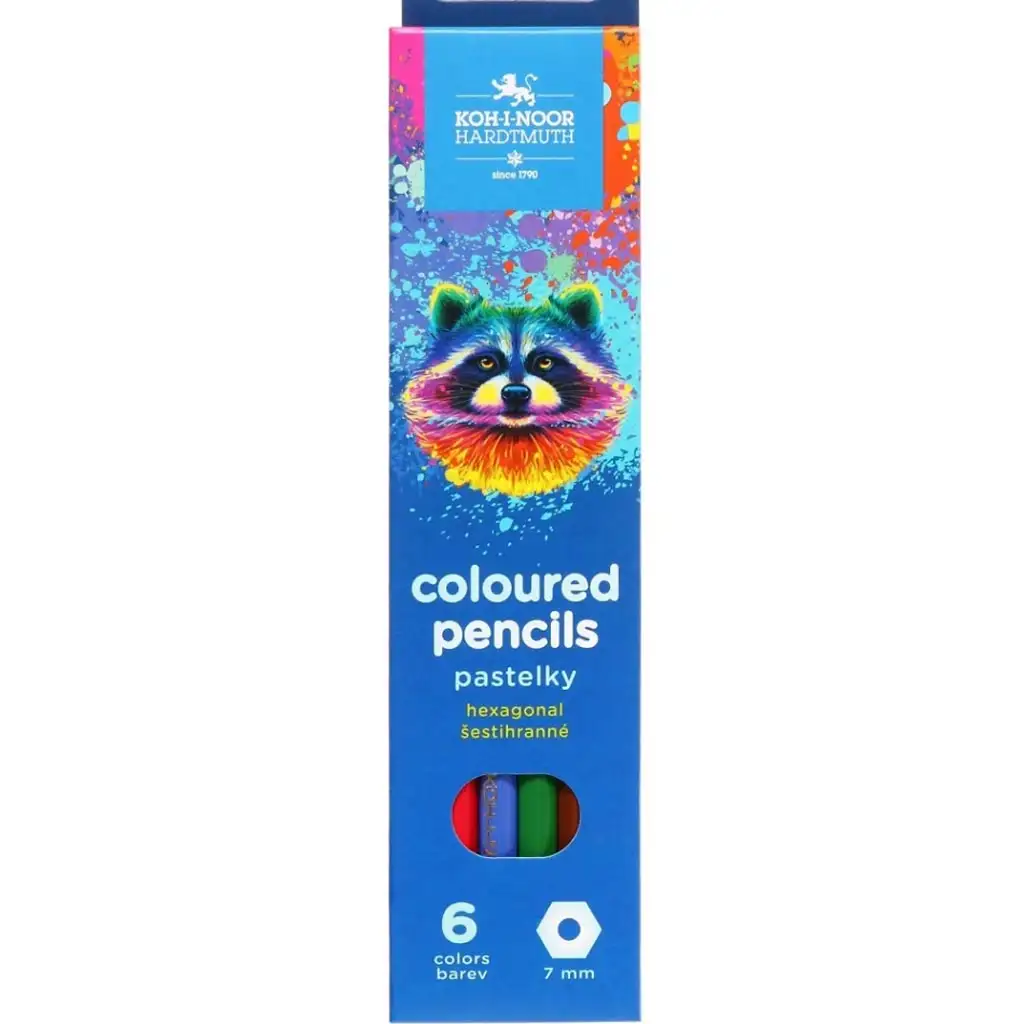 imagen de ICO: Koh-I-Noor 3551 Lápiz de colores hexagonal en caja con mapache 6 unidades 1