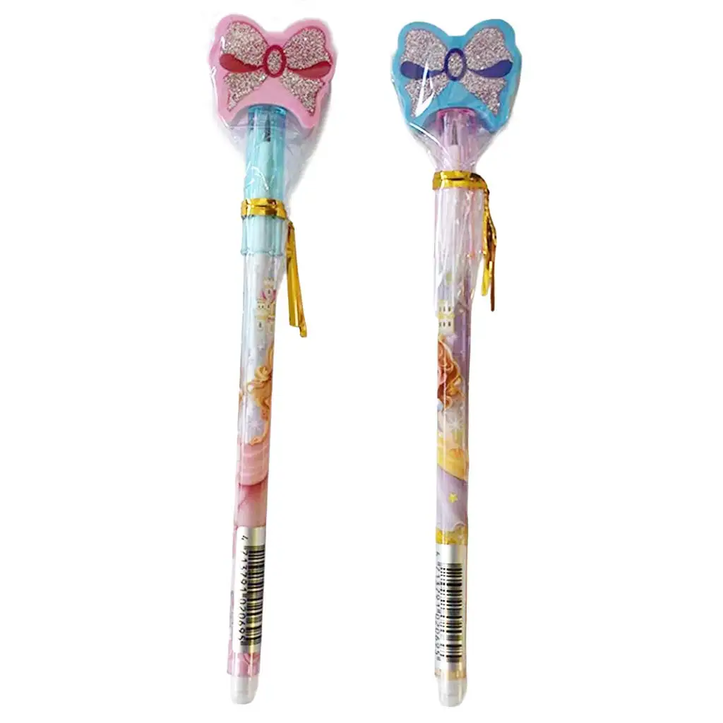 imagen de ICO: Lápiz con recarga deslizante de diseño de princesa y goma en forma de mariposa 1ud 1