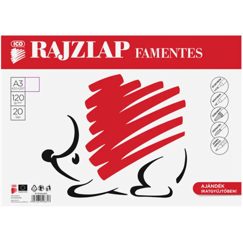 imagen de Ico: Papel de dibujo sin madera en tamaño A/3 con 20 hojas 1