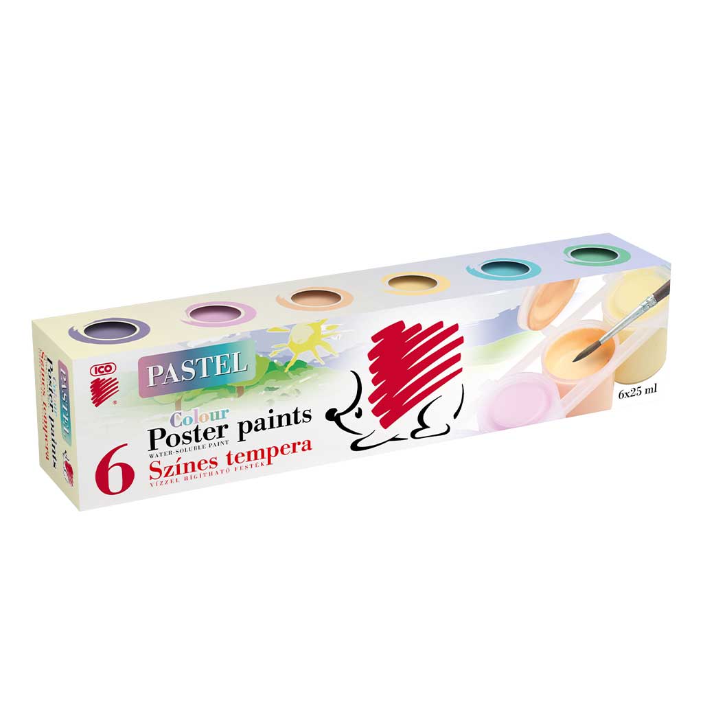 imagen de ICO: Pincushion Pintura tempera en colores pastel 6x25ml 1