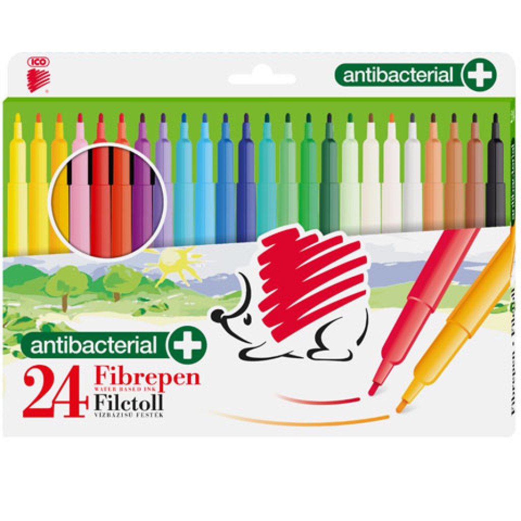 imagen de ICO: Set de rotuladores de colores antibacterianos de 24 piezas 1