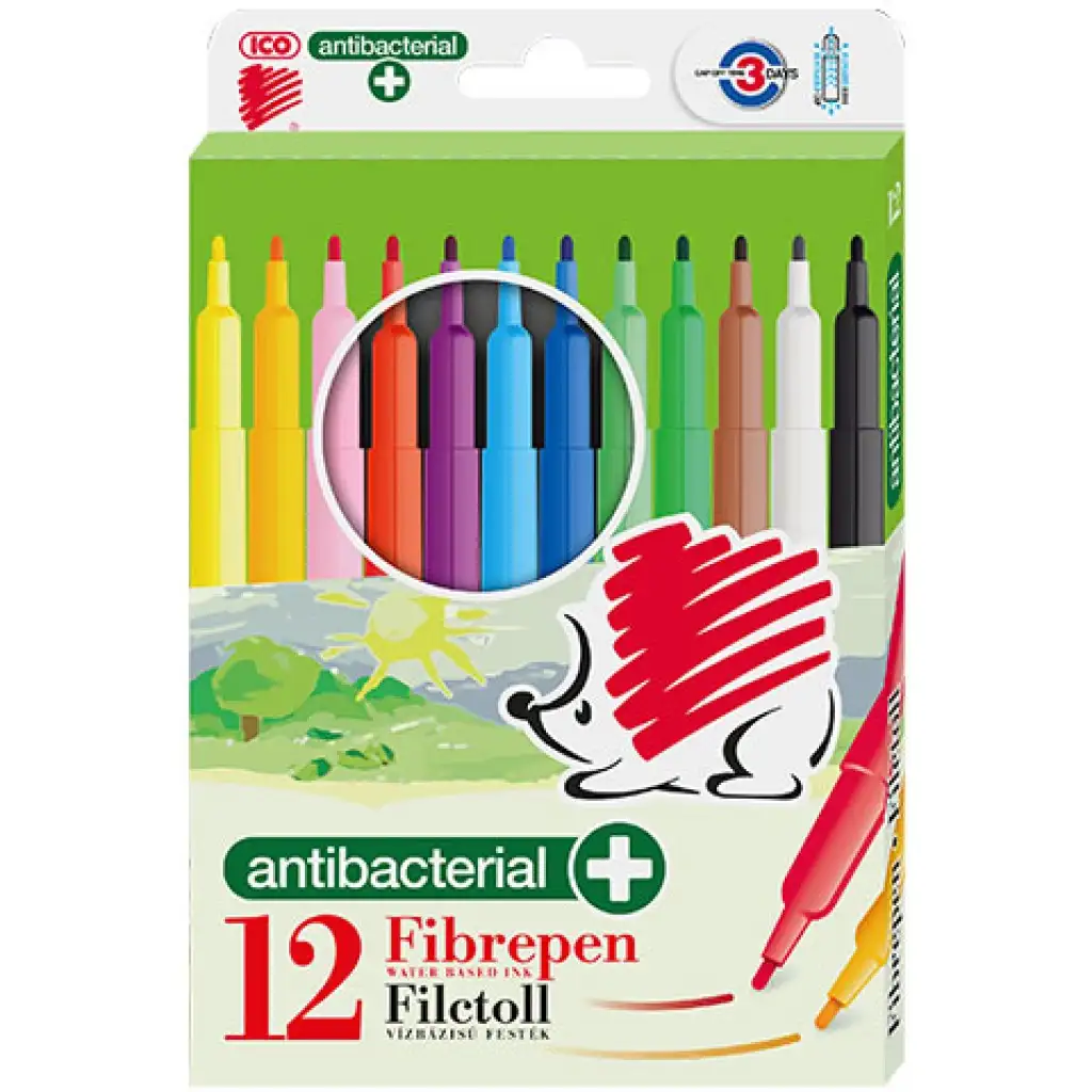 imagen de ICO: SÜNI Set de rotuladores antibacterianos de colores de 12 unidades 1
