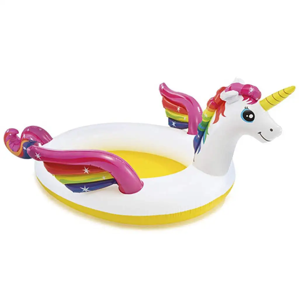 imagen de Intex: Piscina infantil de unicornio con rociador 272x193x104cm 1