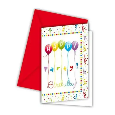 imagen de Invitación de cumpleaños Happy Birthday con sobre 6 unidades 1