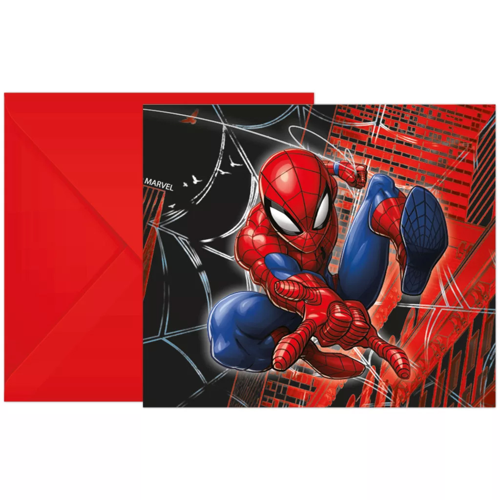 imagen de Invitación de fiesta de Spiderman en acción set de 6 unidades 1