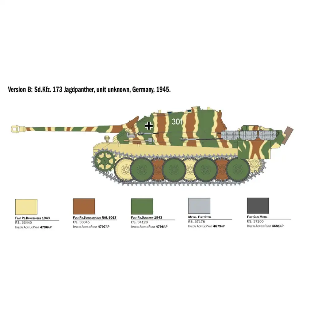 imagen de Italeri 1/35 Sd.Kfz.173 Jagdpanther tanque con figuras en uniforme de invierno modelo 3