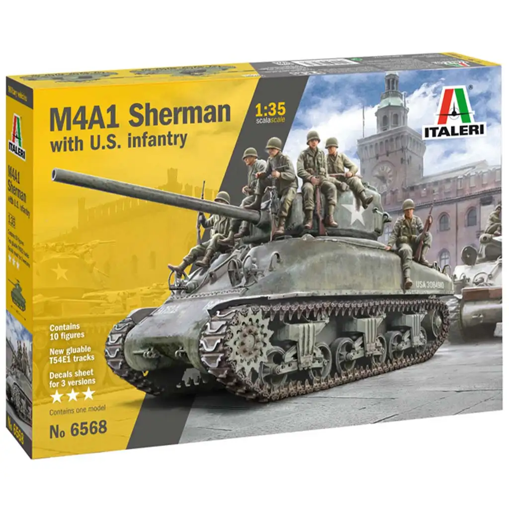 imagen de Italeri 1/35 tanque M4A1 SHERMAN con tripulación americana maqueta 9