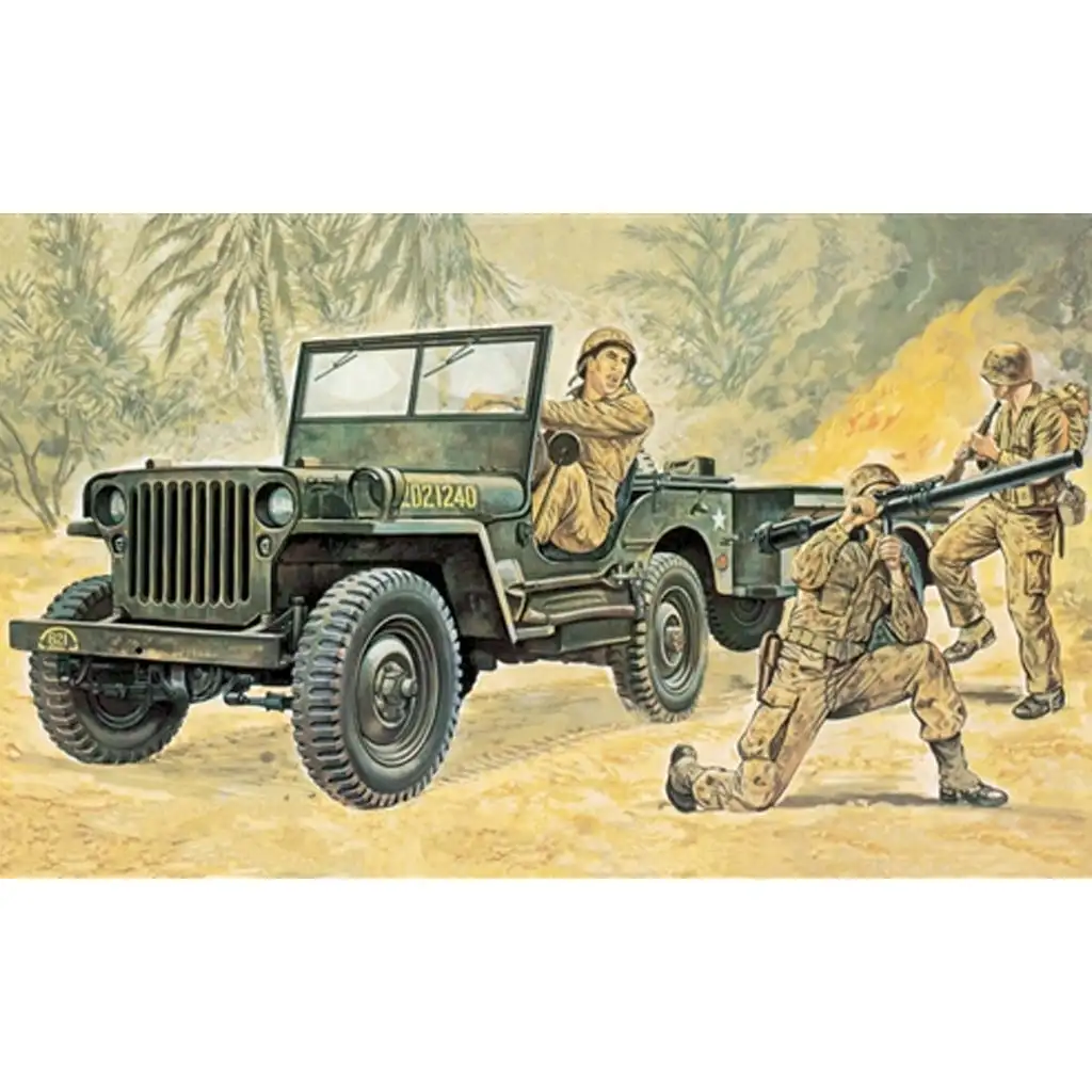 imagen de Italeri 1/35 Willys MB jeep militar con remolque modelo 7