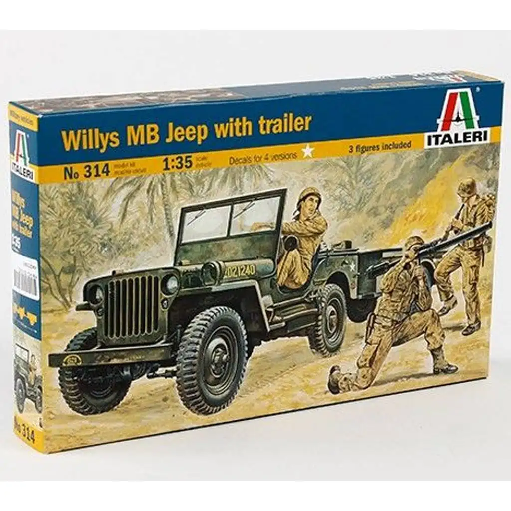 imagen de Italeri 1/35 Willys MB jeep militar con remolque modelo 1